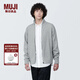 無(wú)印良品（MUJI）男式 可水洗 棱紋編織 拉鏈開(kāi)衫 短外套 男士毛衣男款 AA0QFA4S 灰色 L (175/100A)