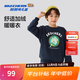 Skechers斯凱奇兒童加絨秋季時(shí)尚圓領(lǐng)套頭衛衣男女童寬松休閑上衣L425K030 加絨/藏青色/002Z 150