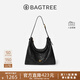 BAGTREE包包樹(shù)圖南植鞣牛皮腋下hobo女包2025年新款單肩斜挎包通勤餃子包 檀黑色-大號 贈斜挎延長(cháng)肩帶 高級小眾