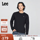 Lee25秋冬新品標(biāo)準(zhǔn)版圓領(lǐng)小Logo貼布男長(zhǎng)袖T恤 黑色  XL 