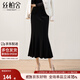 絲柏舍包臀魚(yú)尾裙2025秋裝新款女裝優(yōu)雅氣質(zhì)修身中長(cháng)半身裙
