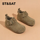 星期六勃肯鞋女平底加絨復古搭扣時(shí)尚高幫單鞋2025秋季新款百搭休閑鞋 卡其色 37 (235mm) 標準碼
