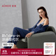 愛(ài)慕（Aimer）25秋睡美人睡衣女抗菌防螨開(kāi)衫帶杯不凸點(diǎn)吊帶九分褲三件套裝 【入秋三件套】鳶尾藍 AM46A851 S 160