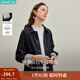 茵曼（INMAN）2025秋冬女裝新款 100棉拼接條紋原色短牛仔外套復古上衣 深藍色 99.0%棉1.0%其他纖維 S