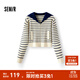 森馬（Semir）針織開(kāi)衫女短款海軍領(lǐng)溫柔系春2025新款文藝寬松條紋衫少女感 白藍色調00318 L 165/88A
