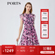 PORTS寶姿女裝春夏新品時(shí)尚碎花圓領(lǐng)短袖連衣裙LM8D240MPP109 丈青印花 M (6)