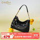 金利來(lái)秋季新款單肩包百搭腋下包通勤斜挎包hobo女包送媽媽女朋友禮物 黑色