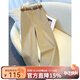 衣織炫高腰闊腿休閑褲女秋冬季2025新款加絨褲子女小個(gè)子九分窄版直筒褲 卡其色送皮帶  常規 3XL 【穿135-145斤】