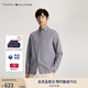TOMMY HILFIGER秋冬男裝純棉小格紋商務(wù)通勤正裝休閑修身長(cháng)袖襯衫外套 藍白格子0MS M （推薦：130-140斤）