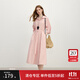 范思藍(lán)恩A字長款寬松襯衫連衣裙女夏季2025新款七分袖系帶收腰裙子2751 桃粉色 S
