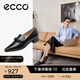 愛(ài)步（ECCO）穆勒鞋女 尖頭單鞋淺口粗跟皮鞋 型塑214243 黑色21424301001（羊皮革） 38