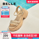 百麗（Belle）閃耀水鉆面休閑涼鞋女厚底增高涼鞋B2670BL5 杏色 39 (245mm)
