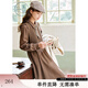 紫涵兩件裝連衣裙女年冬季復古可拆卸針織馬甲翻領(lǐng)中長(cháng)裙 咖色 M