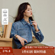 茵曼（INMAN）2025秋冬女裝新款復古純棉水洗短牛仔外套休閑百搭寬松上衣 牛仔藍 M