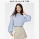 佐丹奴知識分子風(fēng)襯衫女純棉立領(lǐng)插肩燈籠袖寬松長(cháng)袖襯衣13345853 81鐵藍 L