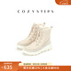 COZY STEPS可至女士冬季休閑系列時(shí)尚圓頭蛇皮紋厚底保暖防寒雪地靴 暖意灰白 37