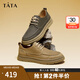 他她（TATA）牛皮厚底復古休閑板鞋男美式工裝鞋商務(wù)皮鞋PYE01CM3 土黃 44