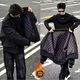 魯雅爾韓版飛行員夾克棉服男秋冬季潮流廓形防寒外套高級(jí)感痞帥立領(lǐng)棉衣 黑色夾棉款 XL