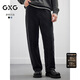 GXG男裝25年秋新品水洗牛仔做舊直筒寬松牛仔褲 黑色 175/L