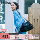 Kipling女款2025春夏新款時尚單肩包斜挎包斜|FELIX L U 黑底紋路壓花