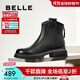 百麗（Belle）舒適瘦瘦休閑靴女2025冬新款商場(chǎng)同款羊皮復古靴B7E1DDD5 黑色-單里 37 (235mm)