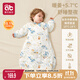 愛(ài)貝迪拉（AIBEDILA）嬰兒睡袋秋冬竹棉暖姜恒溫一體式防驚跳嬰幼兒睡衣防踢被中厚M藍(lán)