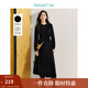 茵曼（INMAN）氣質(zhì)絲絨燈籠袖連衣裙2024冬季女裝新品貓眼紐扣長(zhǎng)袖顯瘦長(zhǎng)裙 黑色 M