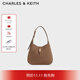 CHARLES&KEITH25冬新品復古絨面hobo腋下包托特包CK2-40782727-1 Mocha Brown摩卡棕 S
