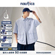 nautica white sail 白帆×Cityboy 日系男女同款寬松休閑純棉舒適短袖襯衫WW4117 蔚藍色42T S