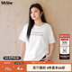 MsShe【天絲棉】大碼女裝2025夏裝胖mm巨顯瘦字母印花短袖T恤上衣 純白色現貨 5XL