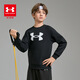 安德瑪（Under Armour）童裝兒童加絨衛衣秋冬男女大童中性圓領(lǐng)套頭衛衣 黑色【常規款】 170
