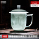景德鎮官方陶瓷中式家用影青浮雕帶蓋辦公杯喝茶水杯子馬克杯送長(cháng)輩禮物 影青山水茶杯