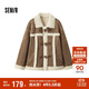 森馬（Semir）外套女牛角扣翻領(lǐng)寬松文藝2024冬季仿麂皮仿兔毛夾克109724108011