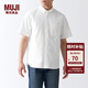 無(wú)印良品（MUJI） 男式 棉水洗牛津 紐扣領(lǐng)短袖襯衫 純棉全棉襯衣外套 ACC01C2S 白色 XS  (160/80A)