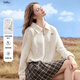 百圖（betu）女裝2025年秋季新款衛衣半拉鏈套頭特色雜點(diǎn)毛絨衛衣上衣2509T60 淺杏色 M