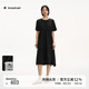 播圓領(lǐng)通勤風(fēng)黑色短袖連衣裙女25夏季新款不規則長(cháng)裙DDS2LD5015 K40玄黑 M