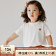 OAK FAMILY新品女童白色t恤短袖圓領上衣夏裝男寶寶休閑舒適衣服夏裝 奶白（上衣） 90 cm