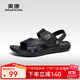 奧康官方?jīng)鲂?真皮舒適沙灘鞋子潮流涼拖鞋休閑兩用頭層牛皮男鞋 黑色1243721090 41 255mm