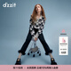 DZZIT【爆款補單】地素牛仔打底褲春秋甜酷少女水洗黑可拆卸羽毛飾邊 黑色（批次二） M