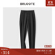 巴魯特【含羊毛】九分褲男單褶墜感百搭男款直筒褲萊賽爾男士休閑褲秋冬 黑色 M
