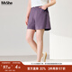 MsShe【斜紋棉】大碼女裝2025新款夏裝胖mm巨顯瘦A字闊腿牛仔短褲 果醬紫色現貨 2XL