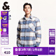 杰克·瓊斯（JACK&JONES）男裝衣服春秋毛呢外套男翻領(lǐng)羊毛短款格子大衣男士襯衫式厚外套 白帽灰A03 白帽灰A03 M 175