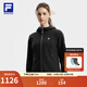 FILA 斐樂(lè )官方女士針織長(cháng)袖外套2025冬新款健身運動(dòng)基礎連帽上衣 深黑-BK L 170/88A/L