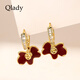 Qlady紅色生肖馬銅錢(qián)耳環(huán)耳釘女2025新款輕奢小眾高級感耳飾生日禮物