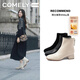 康莉（COMELY）靴子女2025冬季新款羊皮時(shí)尚通勤短靴百搭瘦瘦靴 黑色/布里 36