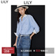 LILY2025春設(shè)計(jì)感撞色竹節(jié)條紋純棉寬松休閑百搭通勤藍(lán)色襯衫女 401藍(lán)色 S