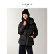 玖姿·安娜蔻三防發(fā)熱優(yōu)雅連帽短款收腰鵝絨羽絨服女2025冬季新款 素黑 M