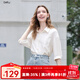 百圖betu女裝2025夏季新款襯衫微皺感亮片梭織七分袖上衣女2507T63 米白 S