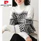 皮爾卡丹（pierre cardin）高領(lǐng)外穿針織毛衣女2025春秋季新款高端時(shí)尚媽媽裝長(cháng)袖條紋上衣女 女裝十大品牌 白色 S