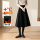 尚靜綿羊毛雙面呢高腰顯瘦半身裙女2025年冬季新款大散擺A字裙百褶裙 優(yōu)雅黑 M